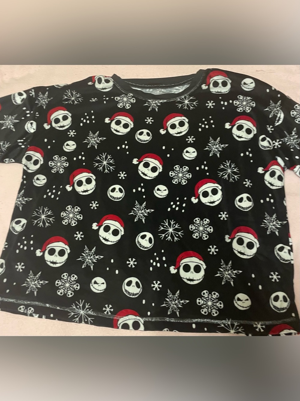 Kids Holiday Pajama Top - Black with Red Accents